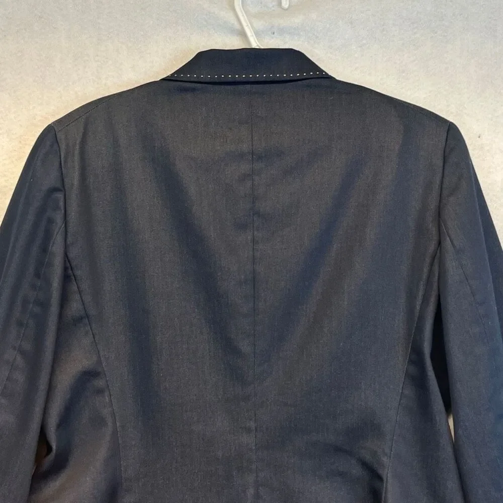 TAHARI Blazer Jacket Women's Size 14 Black Collared Three-Button Single-Breasted - Picture 11 of 13